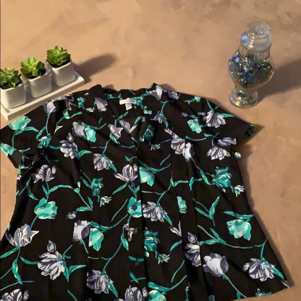 Button up floral shirt.